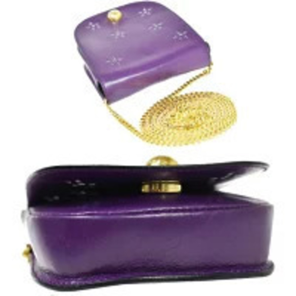 Celine Pochette Crossbody Chain Shoulder Bag Purple Leather - Picture 5 of 7
